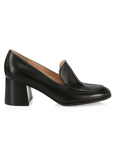 Shop Gianvito Rossi Women's Block-heel Leather Loafers In Black
