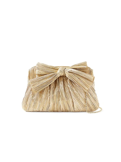 Shop Loeffler Randall Women's Rayne Knotted Lamé Satin Clutch In Gold