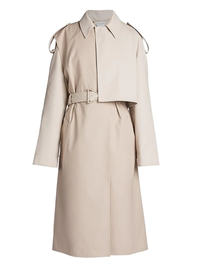 Shop Bottega Veneta Belted Convertible Trench In Putty