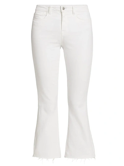 Shop L Agence Women's Kendra Cropped Flare Jeans In Blanc