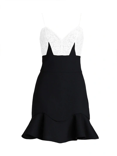 Shop Alexander Mcqueen Women's Lace Peplum Mini Dress In Black