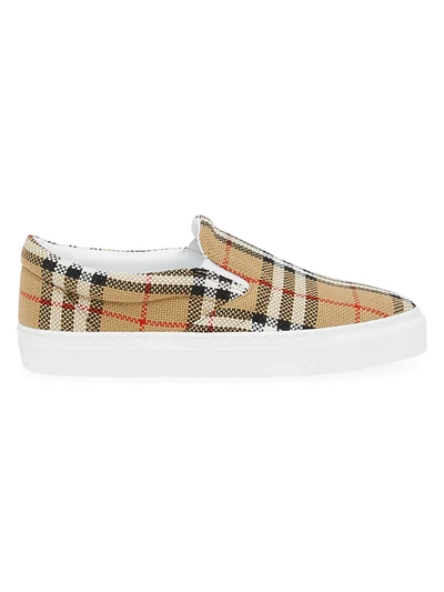 Shop Burberry Thompson Canvas Slip-on Sneakers In Archive Beige