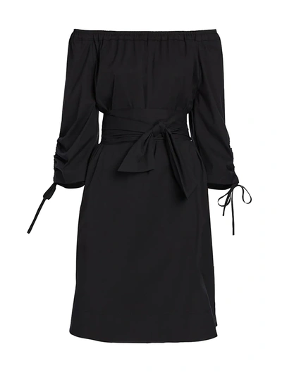 Shop Lafayette 148 Classic Stretch Cotton Keene Dress In Black