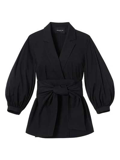 Shop Lafayette 148 Classic Stretch Cotton Wexler Jacket In Black