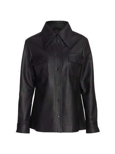 Shop Remain Birger Christensen Women's Rosalee Leather Shirt In Black