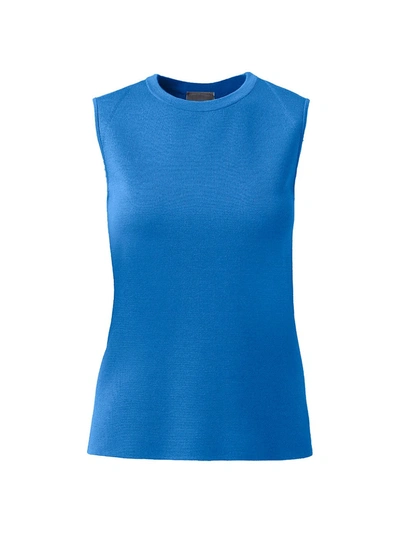 Shop Akris Cashmere & Silk Sleeveless Ribbed Tank Top In Blue Navy