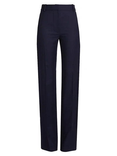 Shop Victoria Beckham Straight-leg Wool Trousers In Navy