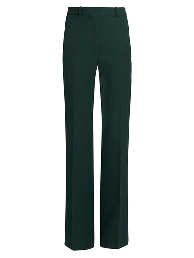 Shop Victoria Beckham High-waisted Flare Wool Trousers In Bottle Green
