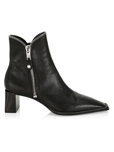 Shop Alexander Wang Lane Square-toe Zip Leather Ankle Boots In Black