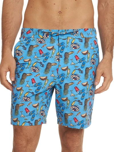 Shop Robert Graham Summertime Tropical Print Shorts In Neutral