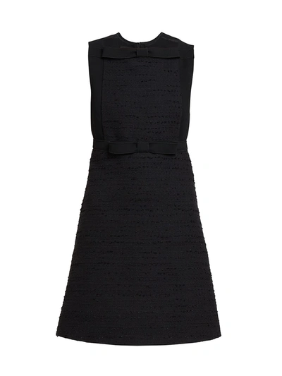 Shop Giambattista Valli Bow Front Sleeveless Tweed Dress In Black