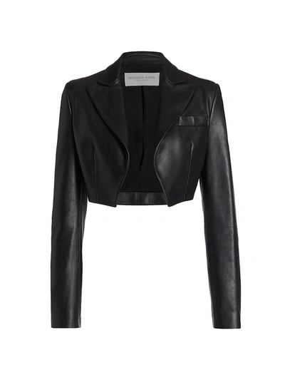 Shop Michael Kors Women's Plongé Spencer Leather Jacket In Black