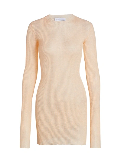 Shop Marina Moscone Mohair & Silk Ribbed Sweater In Nude