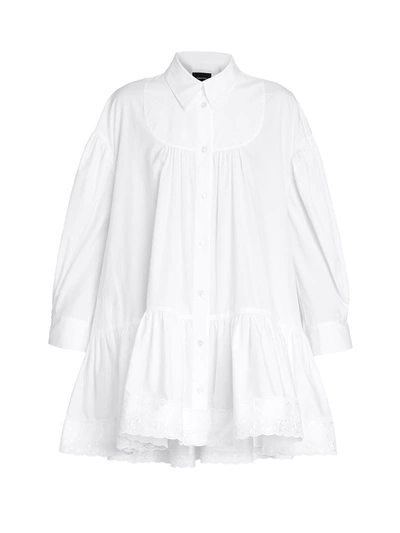 Shop Simone Rocha Women's Gathered Peplum Shirt In White