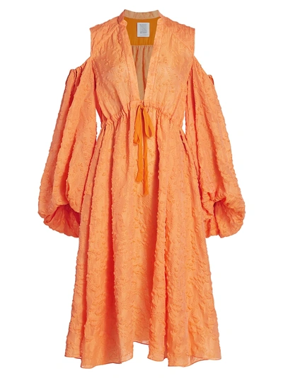 Shop Rosie Assoulin Women's Cold-shoulder Gathered Shirtdress In Cantaloupe