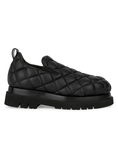 Shop Bottega Veneta Men's Quilted Leather Sneakers In Black