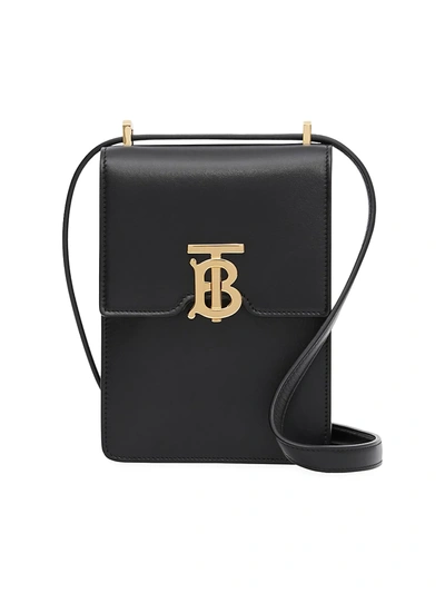 Shop Burberry Valencia Tb Leather Crossbody Pouch In Black