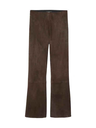 Shop Theory Women's Suede Kick-flare Pants In Hickory
