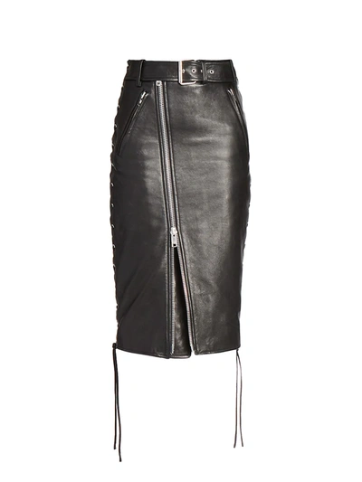 Shop Balenciaga Women's Biker Leather-front Skirt In Black