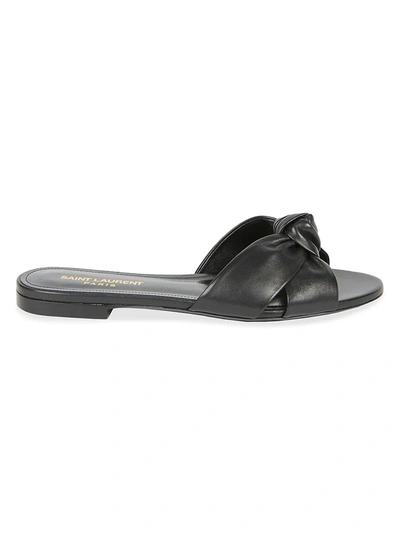 Shop Saint Laurent Women's Power Leather Slides In Nero