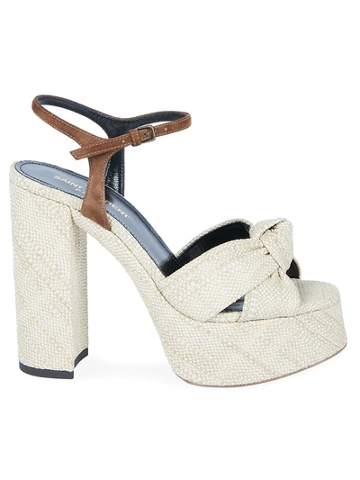 Shop Saint Laurent Women's Bianca Knotted Platform Sandals In Paglia Beige