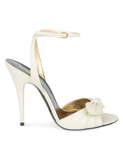 Shop Saint Laurent Tot Leather Sandals In Pearl