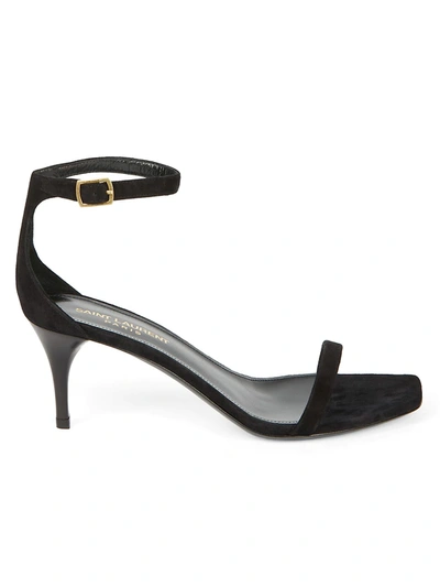 Shop Saint Laurent Lexi Ankle-strap Suede Sandals In Nero