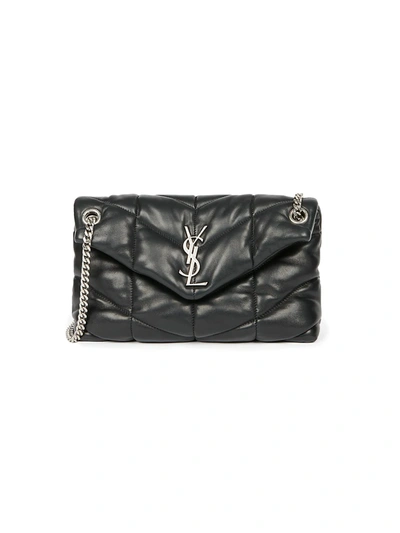 Shop Saint Laurent Women's Small Puffer Leather Crossbody Bag In Nero
