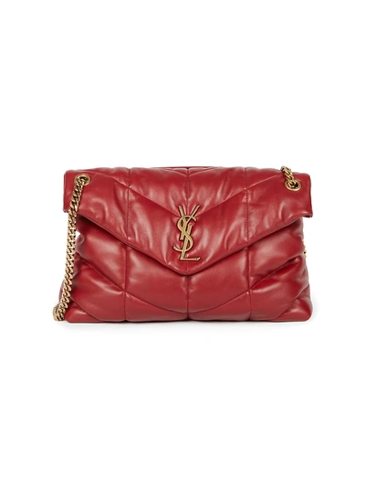 Shop Saint Laurent Women's Medium Puffer Leather Shoulder Bag In Red
