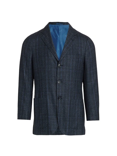 Shop Kiton Men's Wool Plaid Sports Coat In Blue