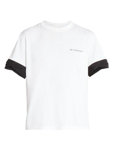 Shop Givenchy Women's Twisted Cuff T-shirt In White Black