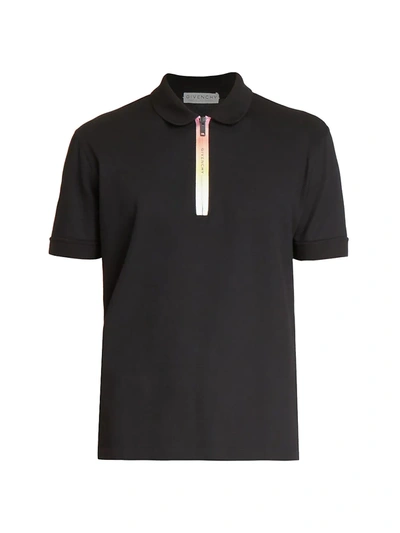 Shop Givenchy Men's Degrade Zip Slim-fit Polo In Black