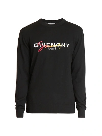 Shop Givenchy Men's Signature Wool Sweater In Black Orange