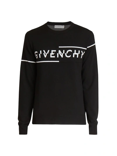 Shop Givenchy Men's Split Logo Sweater In Black White