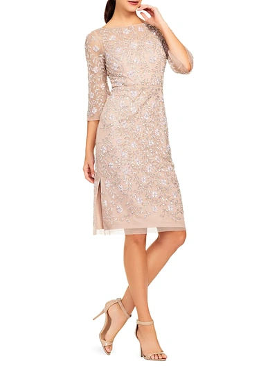 Shop Aidan Mattox Women's Beaded Cocktail Dress In Pale Blush