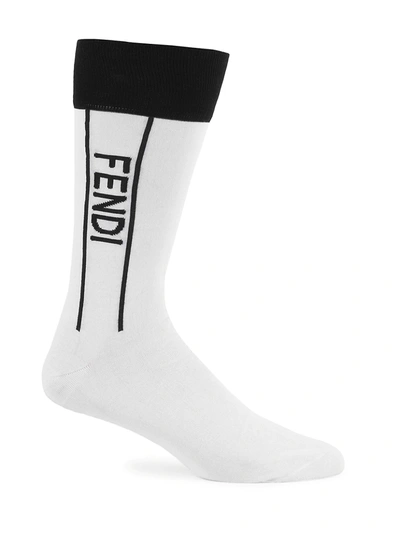 Shop Fendi Logo Stripe Socks In Black White