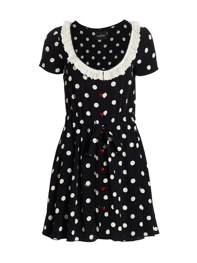 Shop The Marc Jacobs Women's The Polka Dot Scoopneck Dress In Black Ivory