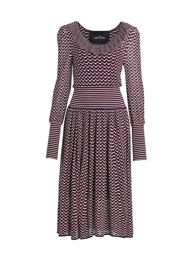 Shop The Marc Jacobs The Knit Blouson-sleeve Midi Dress In Red Multi