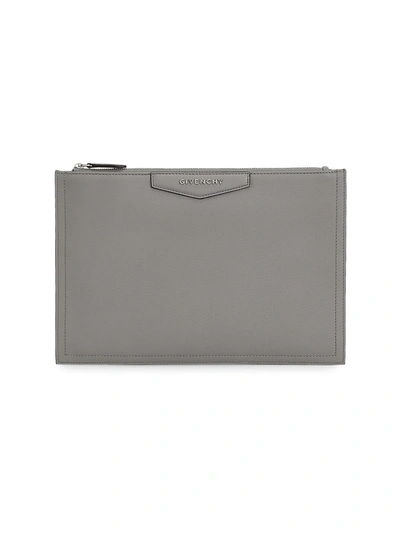 Shop Givenchy Women's Medium Antigona Leather Pouch In Pearl Grey
