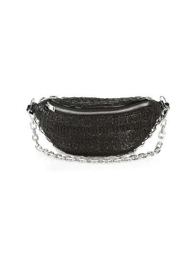 Shop Alexander Wang Attica Hybrid Tweed Belt Bag In Black