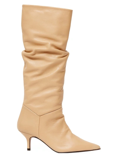 Shop Souliers Martinez Elena Knee-high Leather Boots In Champagne