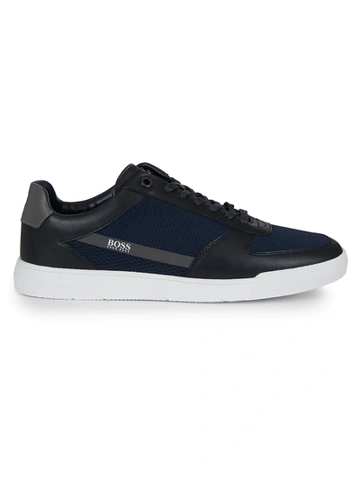 Shop Hugo Boss Cosmo Tennis Sneakers In Navy