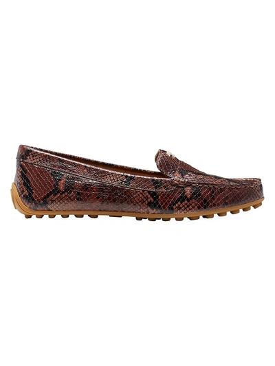 Shop Kate Spade Women's Deck Snakeskin-embossed Leather Loafers In Redwood