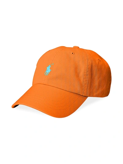Shop Polo Ralph Lauren Cotton Chino Baseball Cap In Orange Flash