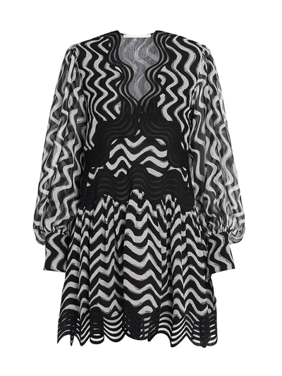 Shop Stella Mccartney Women's Kinley Silk Puff-sleeve Dress In Black Ivory