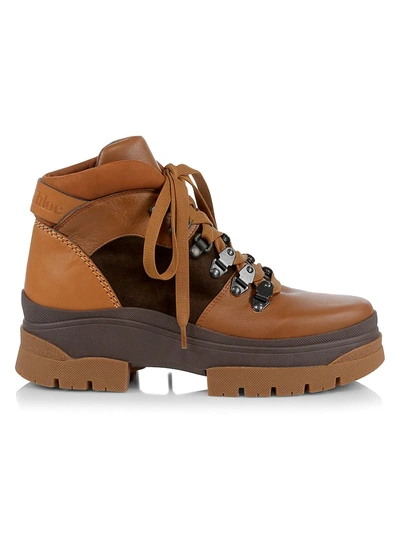 Shop See By Chloé Aure Leather Hiking Boots In Tan