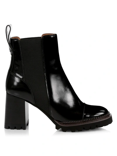 Shop See By Chloé Women's Mallory Lug-sole Leather Chelsea Boots In Nero