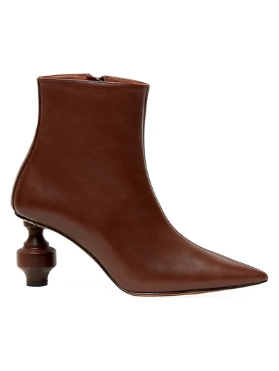 Shop Souliers Martinez Women's Viernes Leather Ankle Boots In Chocolate