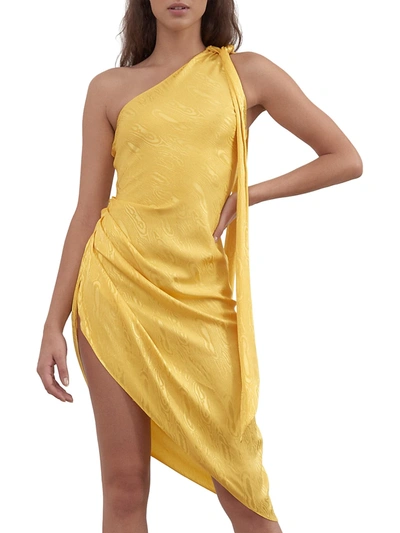 Shop Ronny Kobo Zoey Asymmetrical Dress In Lemon