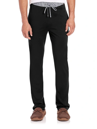 Shop Hanro Men's Knit Cotton Lounge Pants In Black
